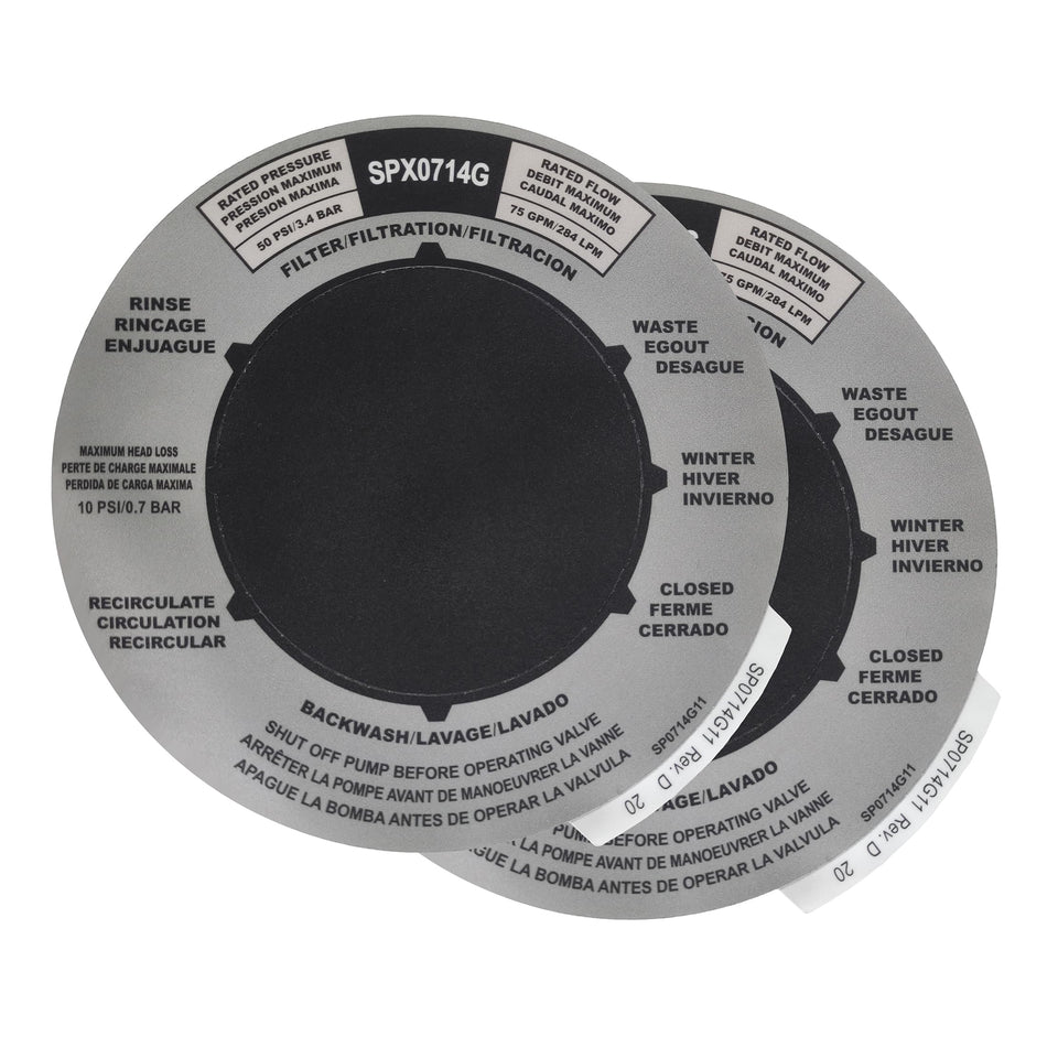 Sharutia pool sand filter label for SP0714T shows valve settings for easy use.