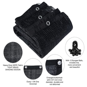 Includes 12 bungee balls for quick setup and flexible shade installation.