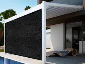 Water passes through the breathable Shatex shade cloth while keeping sun out.