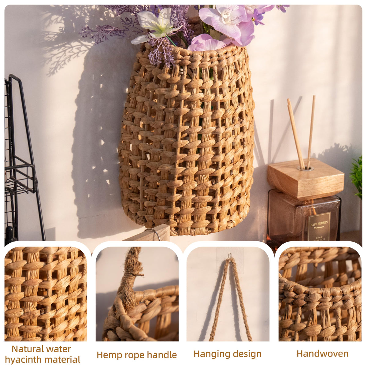 SHCMSADO water hyacinth basket multi-use for plants and decor