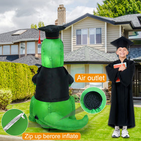 SHDEJTG 5ft-tall Dr. Dinosaur wearing graduation attire attracts attention.