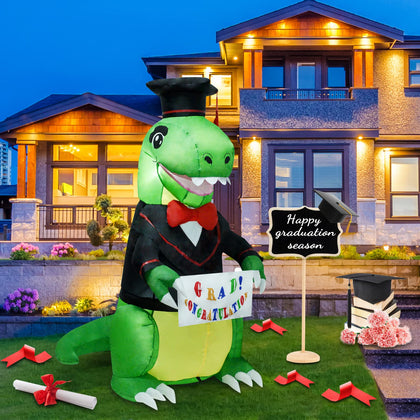 SHDEJTG Dr. Dinosaur inflatable 5ft outdoor yard display lights up celebrations.