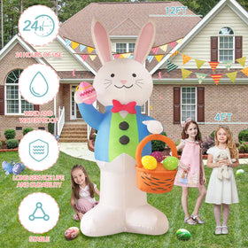 SHDEJTG 12ft inflatable bunny with stakes keeps décor secure.