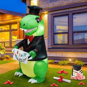 SHDEJTG LED night lighting enhances visibility for events featuring Dr. Dinosaur inflatable.