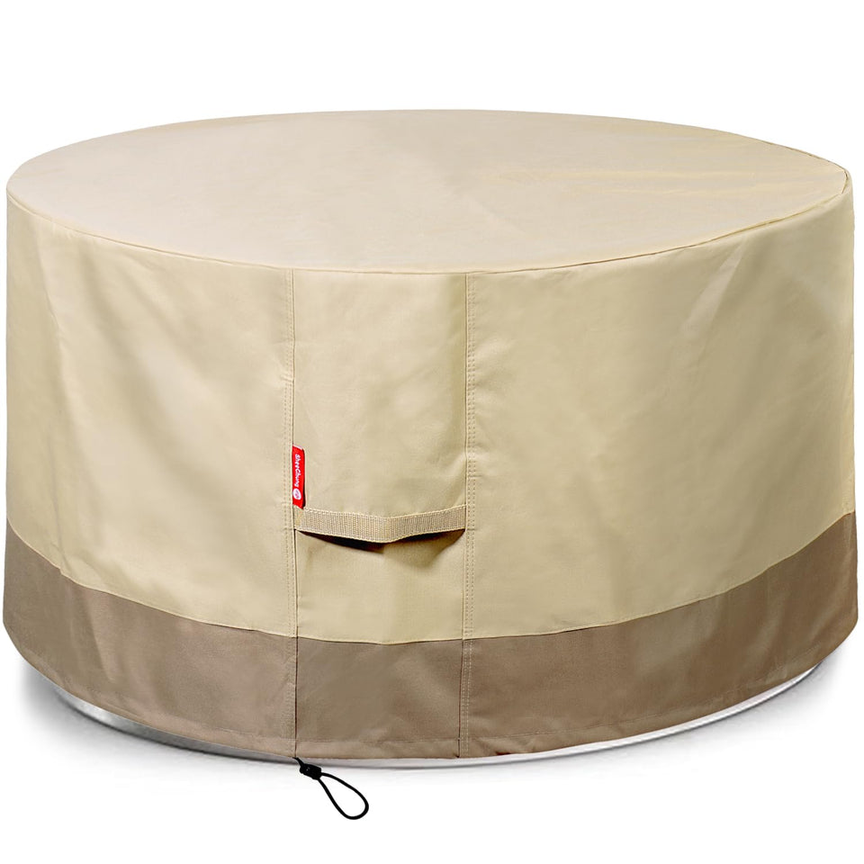 SheeChung fire pit cover 44-inch round diameter shields rain and debris.