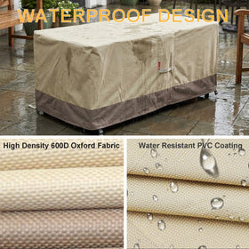 Close-up of drawstring and buckles on SheeChung beige fire pit cover