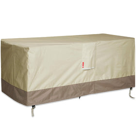 SheeChung 58-inch beige fire pit cover front view protecting against rain