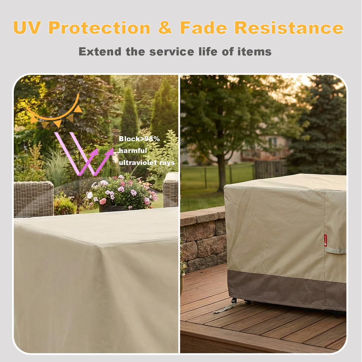 Vent and windproof strap on SheeChung 58-inch beige cover