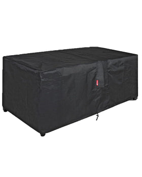 SheeChung rectangular fire pit cover over a 54x34 inch table protecting from rain