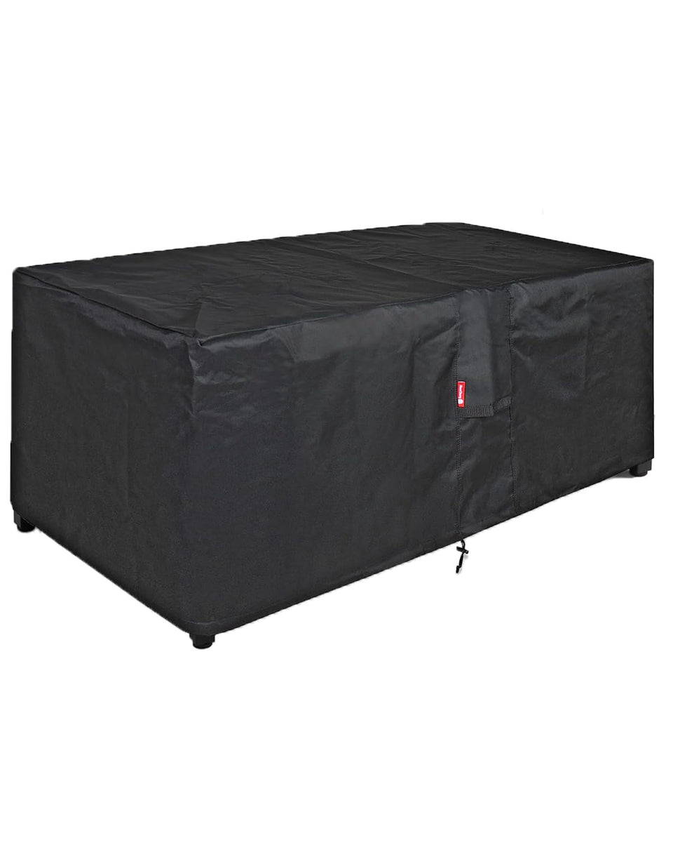 SheeChung rectangular fire pit cover over a 54x34 inch table protecting from rain