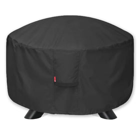 SheeChung round 32-inch fire pit cover protects the pit from rain and debris.