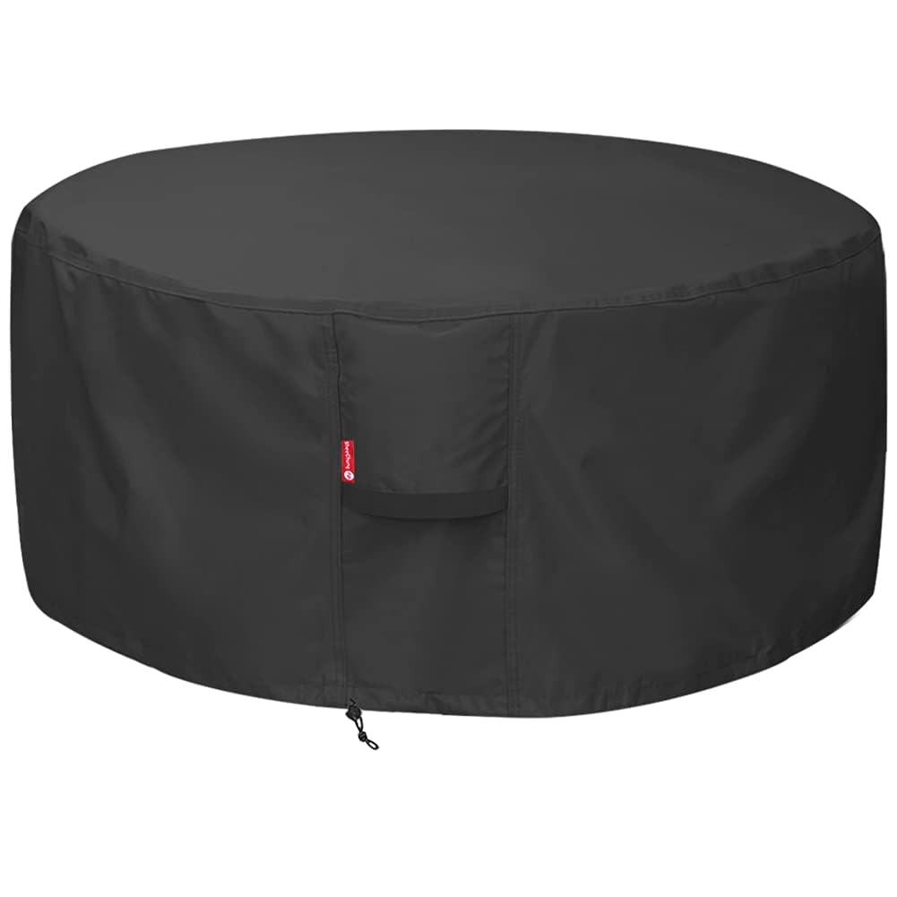 SheeChung round fire pit cover on a 52-inch pit, weatherproof protection