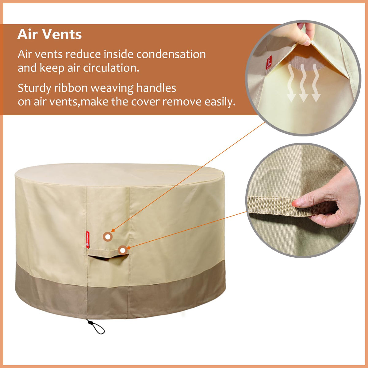 SheeChung fire pit cover durable elastic hem for a snug, lasting fit.