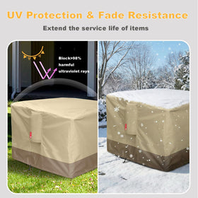 SheeChung square 28in fire pit cover features vented mesh to reduce condensation.