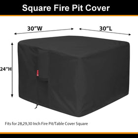 SheeChung square fire pit cover, side view, protects against weather and debris