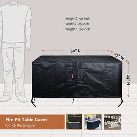 Waterproof rectangular fire pit cover for SheeChung keeping rain out
