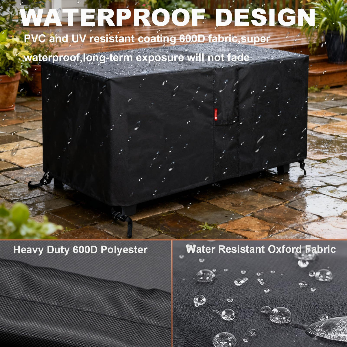 Heavy-duty 600D polyester SheeChung cover withstands sun and wind