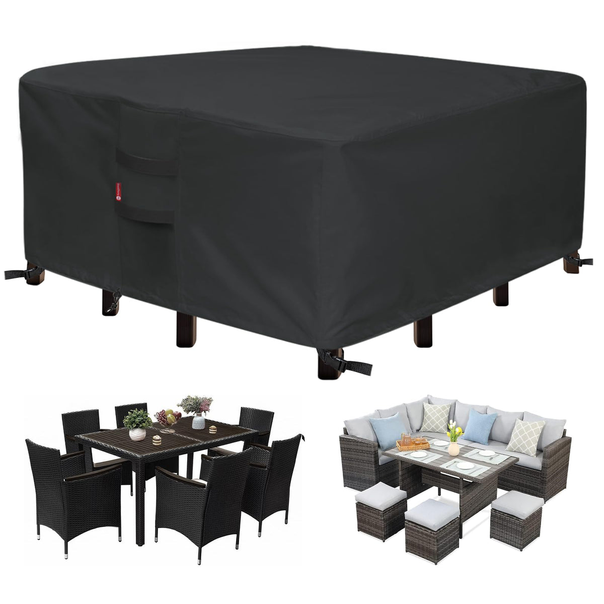SheeChung patio cover square 86L-86W-28H waterproof fabric protects a dining set