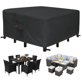SheeChung patio cover square 86L-86W-28H waterproof fabric protects a dining set