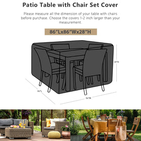 SheeChung patio cover square 86L-86W-28H windproof straps keep furniture secure