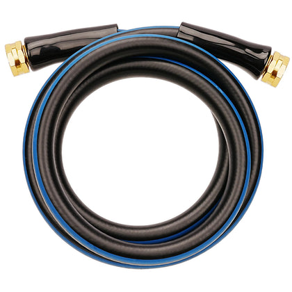 SheeChung short garden hose with 6ft reach and 5/8 inch connector for quick faucet hookup.