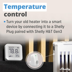 Shelly H&T Gen3 White LCD display showing easy-to-read environmental data.