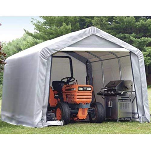 ShelterLogic Shed-in-a-Box interior bright light enhances visibility inside the shed.