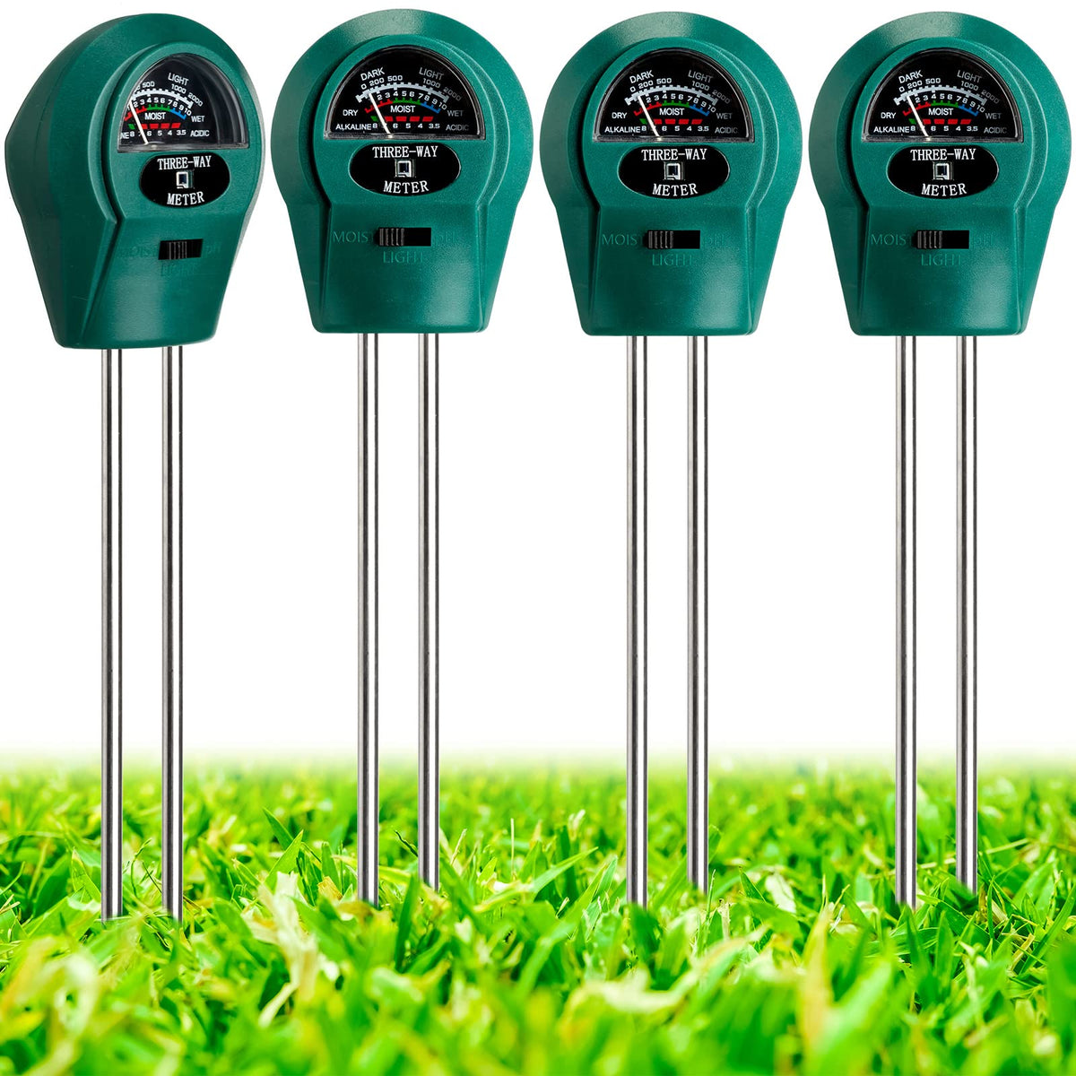 Sherr 4-piece plant moisture meter set for accurate soil monitoring indoors and outdoors.