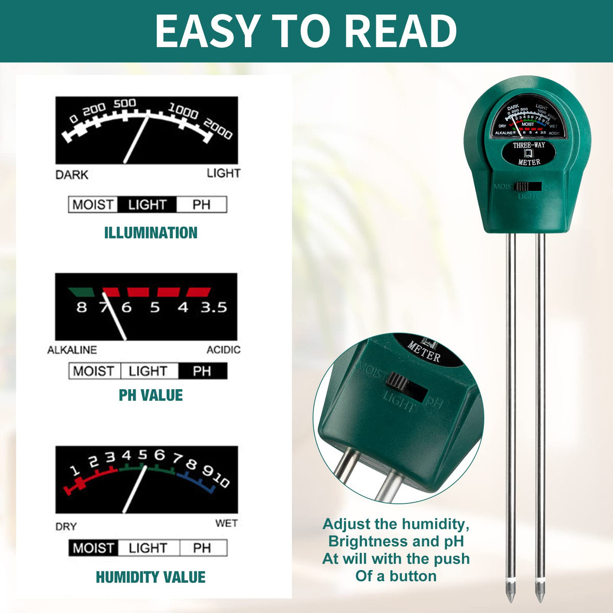 Sherr battery-free meter lets you test soil without power.