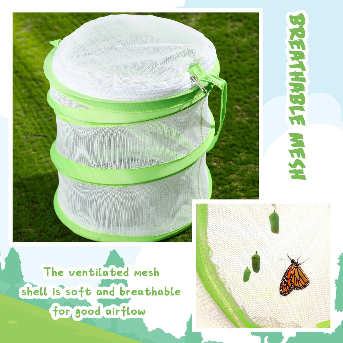 Sherr butterfly habitat cage with convenient handle for portability