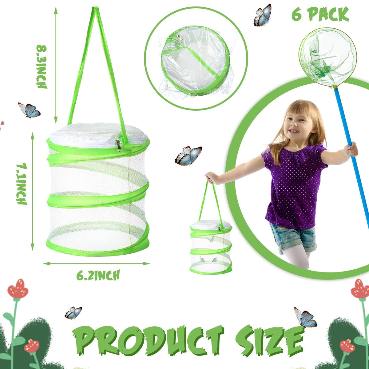 Sherr mini butterfly habitat cage with foldable design and clear mesh for viewing