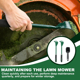 Shgxjjnb 2-pack mower deck scraper enables dual-task cleaning under decks.