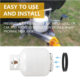 Shiguan ring base protects surfaces while docking tanks on patios.