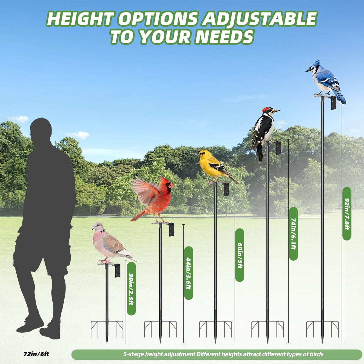 SHIJING adjustable height pole fits various garden layouts.