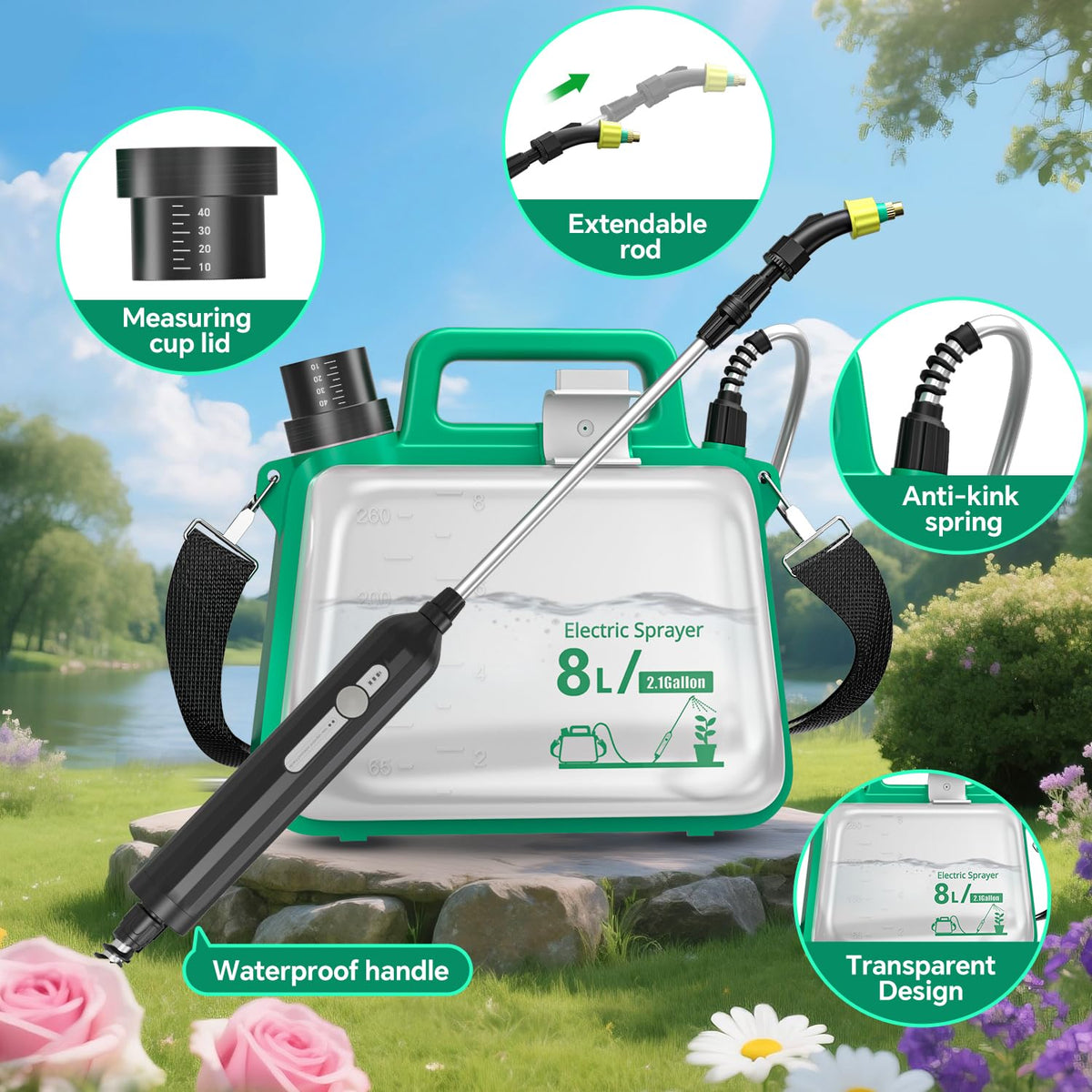 SHIJING battery powered sprayer with waterproof charging handle for wet conditions