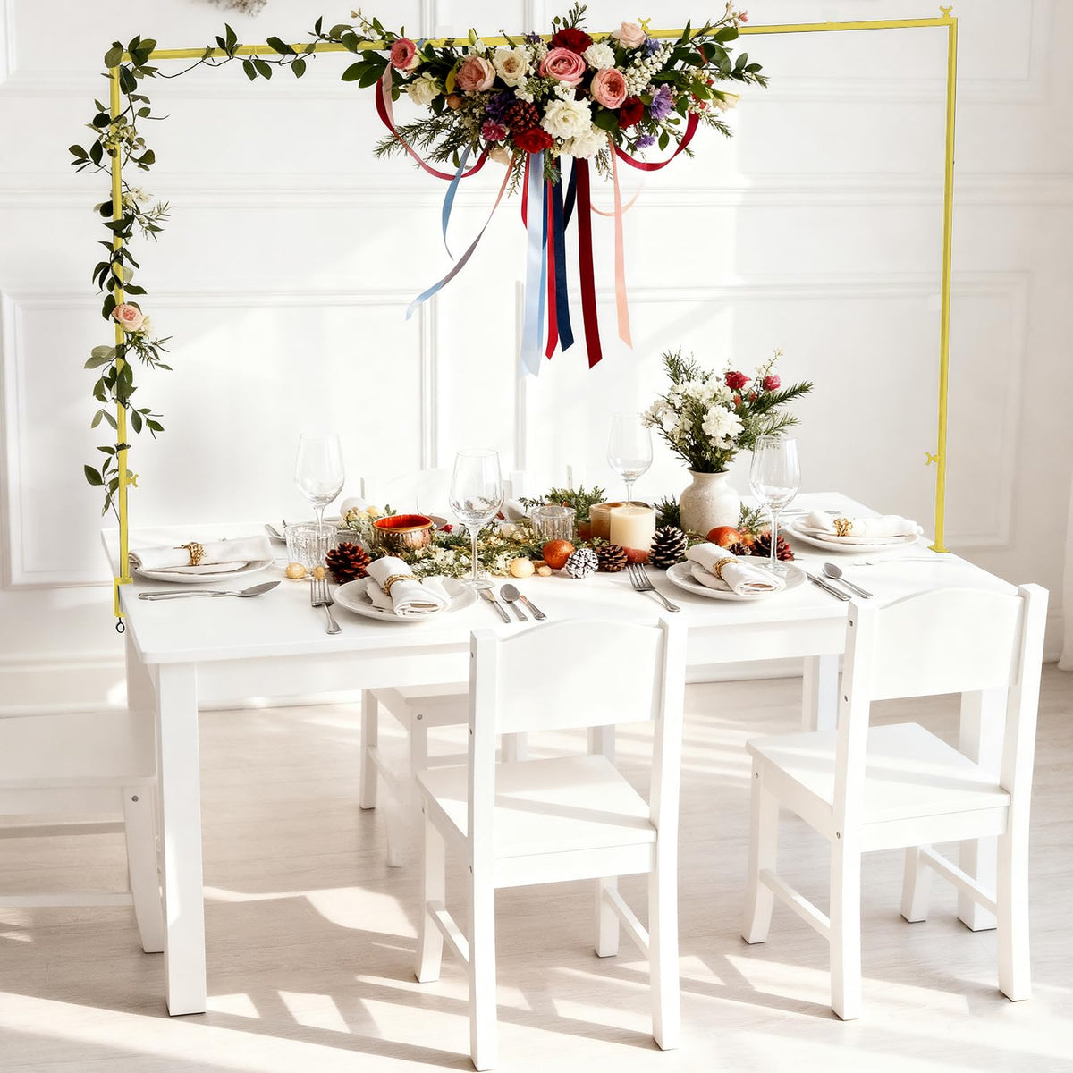 Heavy-duty metal tubes provide durable event backdrop support.