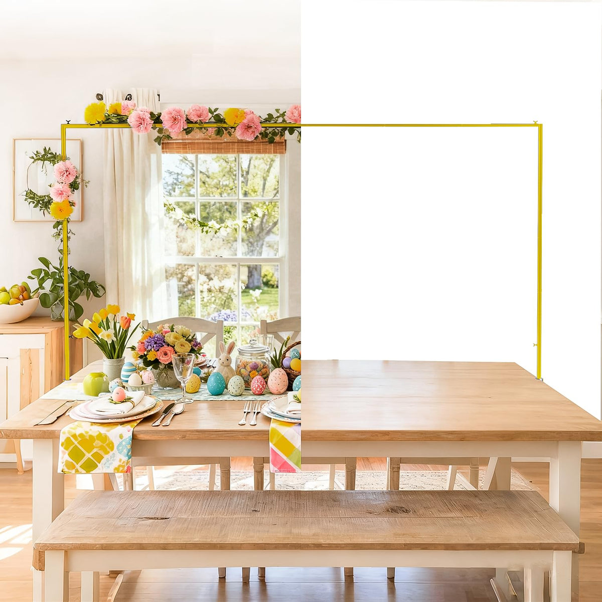Weather-resistant coating protects decor during outdoor celebrations.