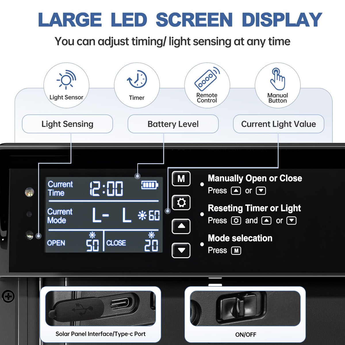 Shikha timer and light sensor modes provide hands-free automation.
