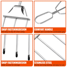 Three-prong SHIKORI skewers prevent food from rolling during flipping on the grill