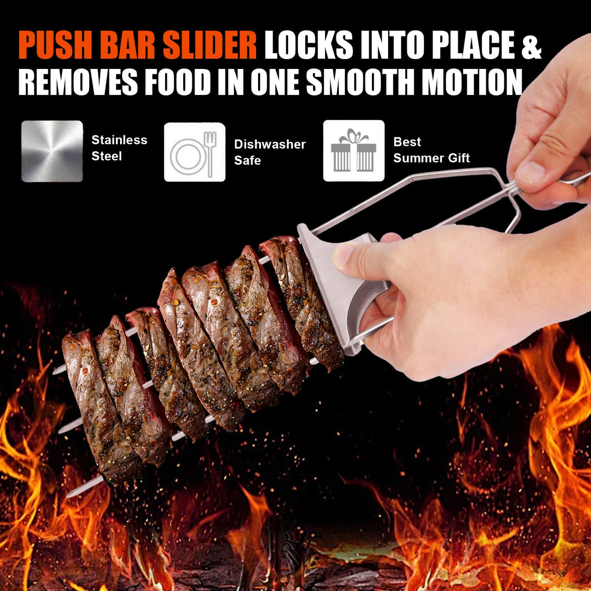 Reusable SHIKORI skewers are easy to clean after grilling