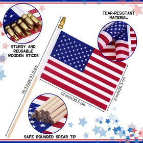 Shimeyao patriotic decor flag on a stick, bulk pack for events.