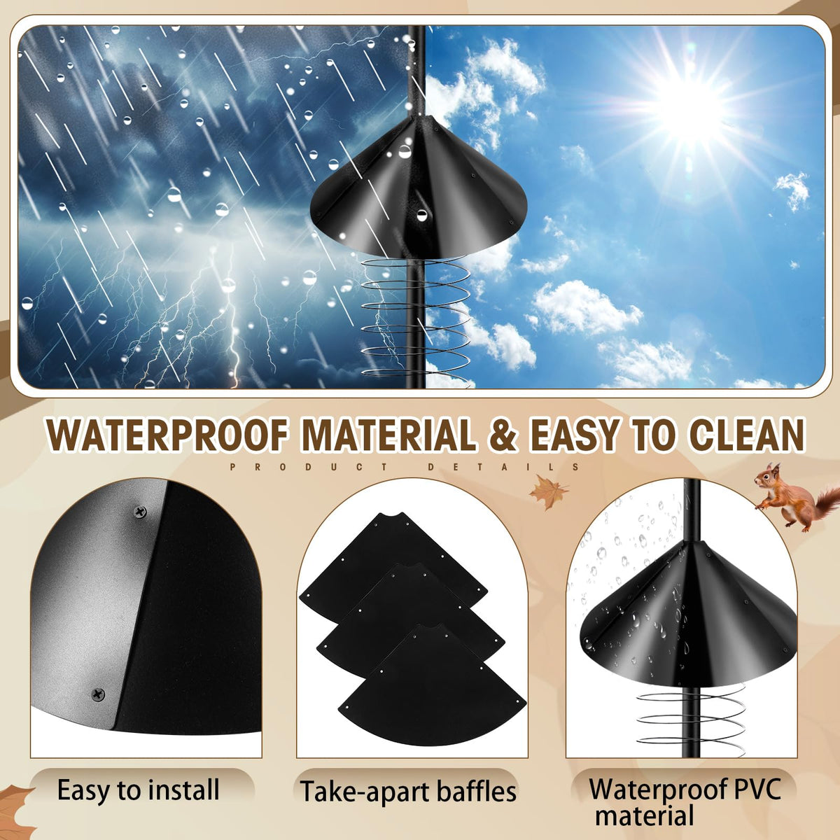 Shimeyao plastic squirrel cone baffle shows lightweight guard