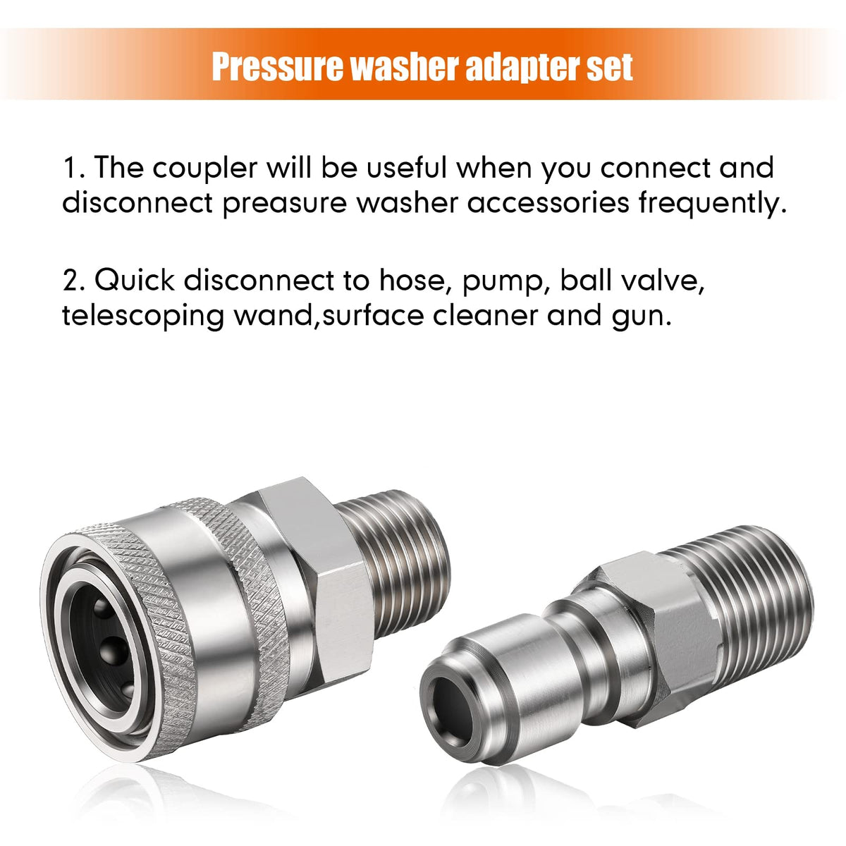 Shimeyao pressure-washer adapter compatible with most 1/4-inch connectors.