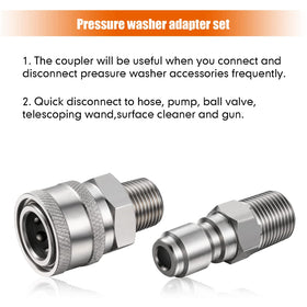 Shimeyao pressure-washer adapter compatible with most 1/4-inch connectors.