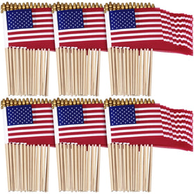 Shimeyao small USA flag on a stick for handheld patriotic display outdoors.