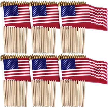Shimeyao small USA flag on a stick for handheld patriotic display outdoors.