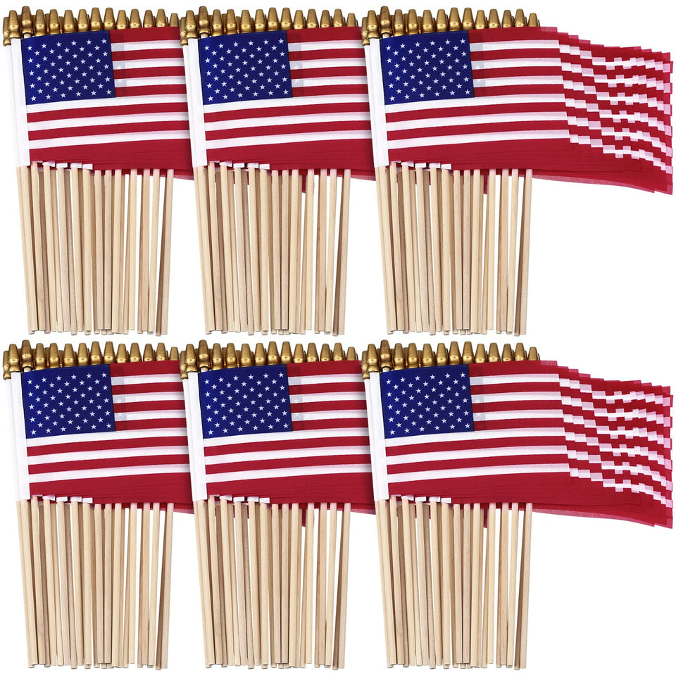 Shimeyao small USA flag on a stick for handheld patriotic display outdoors.