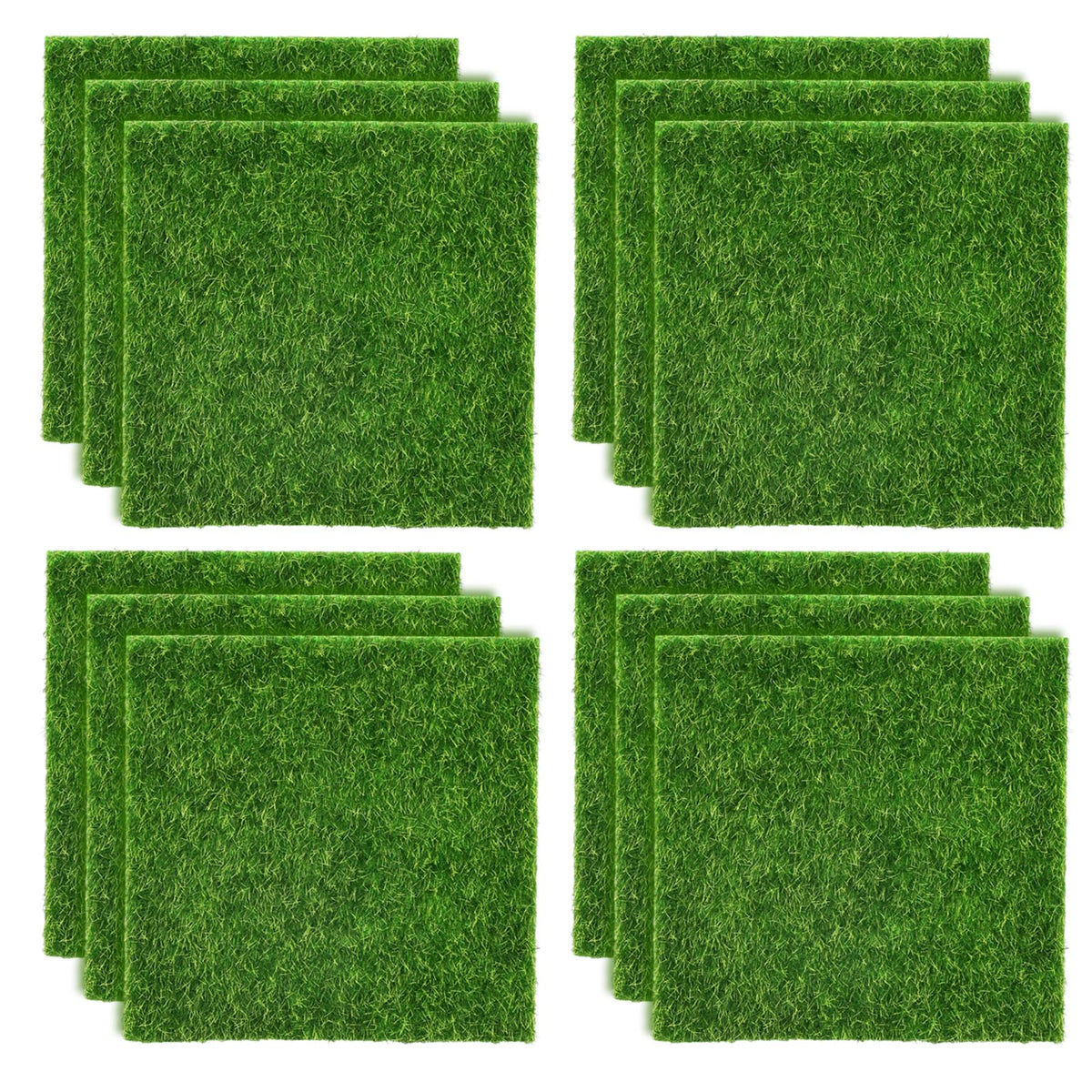 Shindel fake grass tiles provide versatile 6x6 inch squares for crafts.