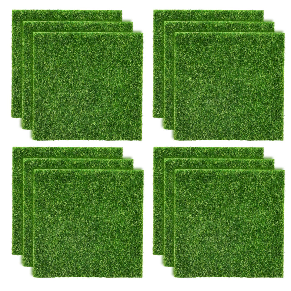 Shindel fake grass tiles provide versatile 6x6 inch squares for crafts.