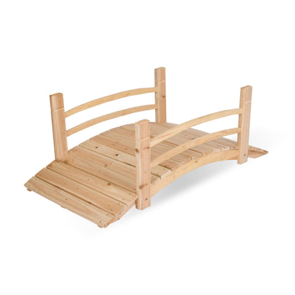 Shine Company 4980N cedar garden bridge with side rails safely crosses garden paths.